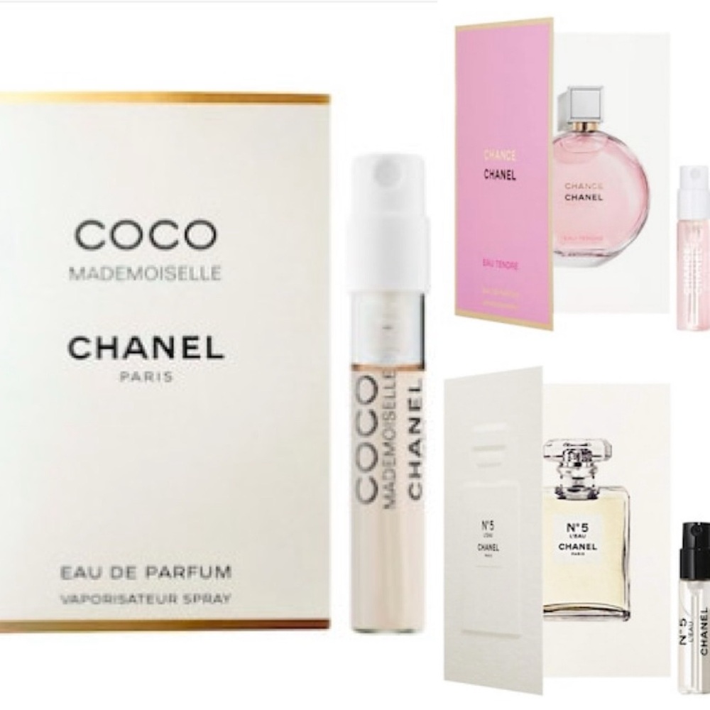 🤍 CHANEL Sample Trio - COCO Mademoiselle, Chance EAU TENDRE & No. 5 L’EAU